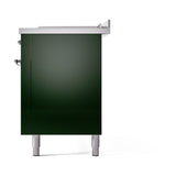 ILVE Nostalgie II 60-Inch Propane Gas Dual Fuel Range with 7 Burners, Griddle, & French Top with Solid Door Oven in Emerald Green with Chrome Trim (UP60FSQNMPEGCLP)