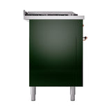 ILVE Nostalgie II 60-Inch Propane Gas Dual Fuel Range with 7 Burners, Griddle, & French Top with Solid Door Oven in Emerald Green with Copper Trim (UP60FSQNMPEGPLP)