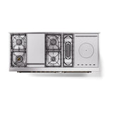 ILVE Nostalgie II 60-Inch Propane Gas Dual Fuel Range with 7 Burners, Griddle, & French Top with Solid Door Oven in Midnight Blue with Bronze Trim (UP60FSQNMPMBBLP)