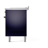 ILVE Nostalgie II 60-Inch Propane Gas Dual Fuel Range with 7 Burners, Griddle, & French Top with Solid Door Oven in Midnight Blue with Bronze Trim (UP60FSQNMPMBBLP)