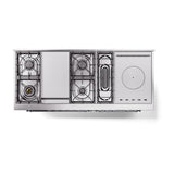 ILVE Nostalgie II 60-Inch Propane Gas Dual Fuel Range with 7 Burners, Griddle, & French Top with Solid Door Oven in Midnight Blue with Chrome Trim (UP60FSQNMPMBCLP)