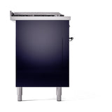 ILVE Nostalgie II 60-Inch Propane Gas Dual Fuel Range with 7 Burners, Griddle, & French Top with Solid Door Oven in Midnight Blue with Chrome Trim (UP60FSQNMPMBCLP)