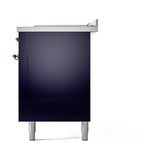 ILVE Nostalgie II 60-Inch Propane Gas Dual Fuel Range with 7 Burners, Griddle, & French Top with Solid Door Oven in Midnight Blue with Brass Trim (UP60FSQNMPMBGLP)