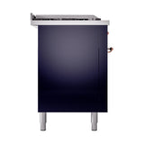 ILVE Nostalgie II 60-Inch Propane Gas Dual Fuel Range with 7 Burners, Griddle, & French Top with Solid Door Oven in Midnight Blue with Copper Trim (UP60FSQNMPMBPLP)