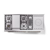 ILVE Nostalgie II 60-Inch Propane Gas Dual Fuel Range with 7 Burners, Griddle, & French Top with Solid Door Oven in Matte Graphite with Bronze Trim (UP60FSQNMPMGBLP)