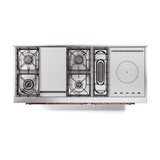 ILVE Nostalgie II 60-Inch Propane Gas Dual Fuel Range with 7 Burners, Griddle, & French Top with Solid Door Oven in Matte Graphite with Copper Trim (UP60FSQNMPMGPLP)