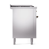 ILVE Nostalgie II 60-Inch Propane Gas Dual Fuel Range with 7 Burners, Griddle, & French Top with Solid Door Oven in Stainless Steel with Bronze Trim (UP60FSQNMPSSBLP)