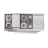 ILVE Nostalgie II 60-Inch Propane Gas Dual Fuel Range with 7 Burners, Griddle, & French Top with Solid Door Oven in Stainless Steel with Copper Trim (UP60FSQNMPSSPLP)