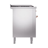 ILVE Nostalgie II 60-Inch Propane Gas Dual Fuel Range with 7 Burners, Griddle, & French Top with Solid Door Oven in Stainless Steel with Copper Trim (UP60FSQNMPSSPLP)