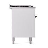 ILVE Nostalgie II 60-Inch Propane Gas Dual Fuel Range with 7 Burners, Griddle, & French Top with Solid Door Oven in White with Bronze Trim (UP60FSQNMPWHBLP)