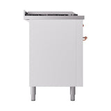 ILVE Nostalgie II 60-Inch Propane Gas Dual Fuel Range with 7 Burners, Griddle, & French Top with Solid Door Oven in White with Copper Trim (UP60FSQNMPWHPLP)
