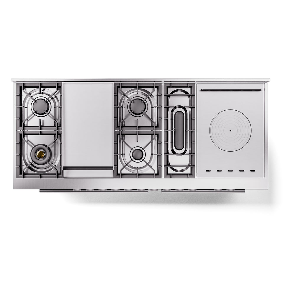 ILVE Professional Plus II 60-Inch Propane Gas Dual Fuel Range with 7 Burners, Griddle, & French Top with Triple Glass Door Oven in Blue Grey (UP60FSWMPBGLP)