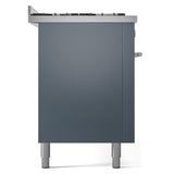 ILVE 60-inch Professional Plus II Propane Gas Dual Fuel Range with 9 Burners, Griddle, and Triple Glass Door Oven in Blue Grey (UP60FWMPBGLP)