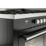 ILVE 60-inch Professional Plus II Propane Gas Dual Fuel Range with 9 Burners, Griddle, and Triple Glass Door Oven in Glossy Black (UP60FWMPBKLP)