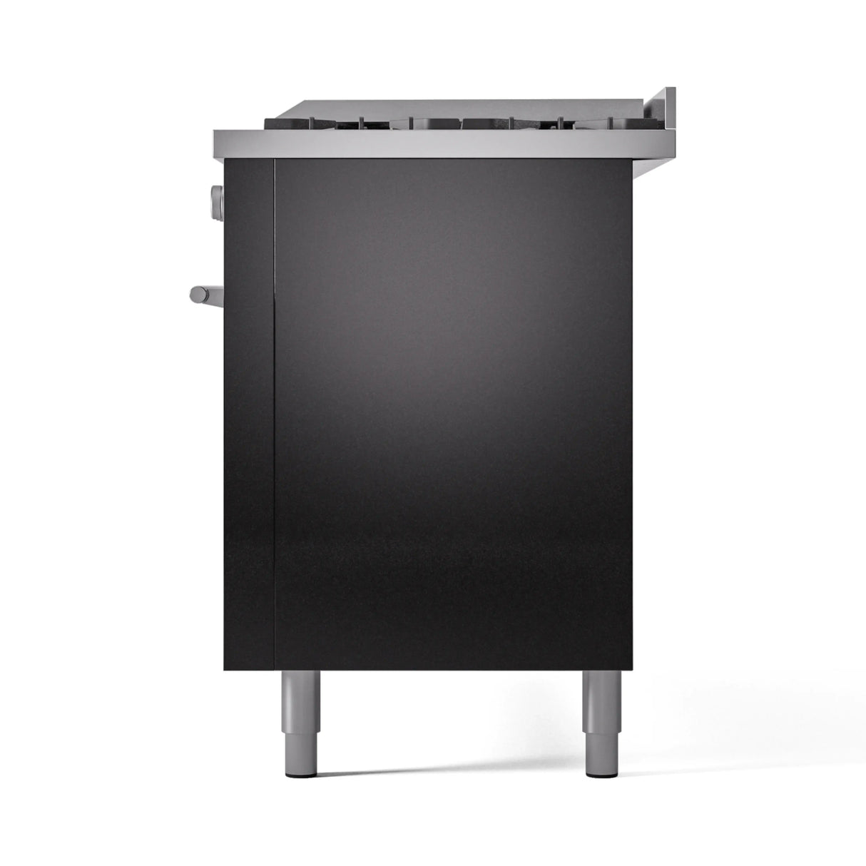 ILVE 60-inch Professional Plus II Natural Gas Dual Fuel Range with 9 Burners, Griddle, and Triple Glass Door Oven in Glossy Black (UP60FWMPBK)