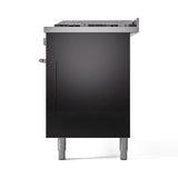ILVE 60-inch Professional Plus II Propane Gas Dual Fuel Range with 9 Burners, Griddle, and Triple Glass Door Oven in Glossy Black (UP60FWMPBKLP)