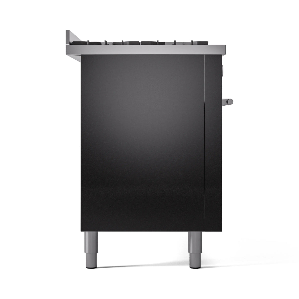 ILVE 60-inch Professional Plus II Natural Gas Dual Fuel Range with 9 Burners, Griddle, and Triple Glass Door Oven in Glossy Black (UP60FWMPBK)