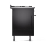 ILVE 60-inch Professional Plus II Natural Gas Dual Fuel Range with 9 Burners, Griddle, and Triple Glass Door Oven in Glossy Black (UP60FWMPBK)