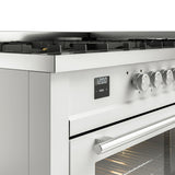 ILVE 60-inch Professional Plus II Natural Gas Dual Fuel Range with 9 Burners, Griddle, and Triple Glass Door Oven in White (UP60FWMPWH)