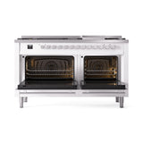 ILVE 60-inch Professional Plus II Natural Gas Dual Fuel Range with 9 Burners, Griddle, and Triple Glass Door Oven in White (UP60FWMPWH)