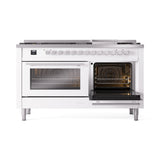 ILVE 60-inch Professional Plus II Natural Gas Dual Fuel Range with 9 Burners, Griddle, and Triple Glass Door Oven in White (UP60FWMPWH)