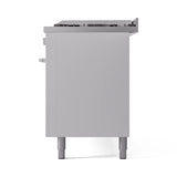 ILVE 60-inch Professional Plus II Natural Gas Dual Fuel Range with 9 Burners, Griddle, and Triple Glass Door Oven in White (UP60FWMPWH)