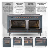 ILVE Nostalgie II Limited Edition 40-Inch Natural Gas Dual Fuel Range with 6 Gas Brass Burners and Electric Oven in Matte Graphite (UPD406NMPMGG)
