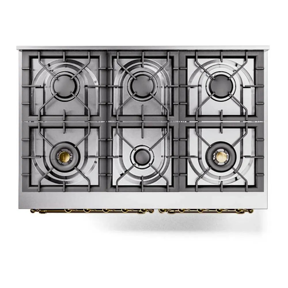 ILVE Nostalgie II Limited Edition 40-Inch Natural Gas Dual Fuel Range with 6 Gas Brass Burners and Electric Oven in Matte Graphite (UPD406NMPMGG)