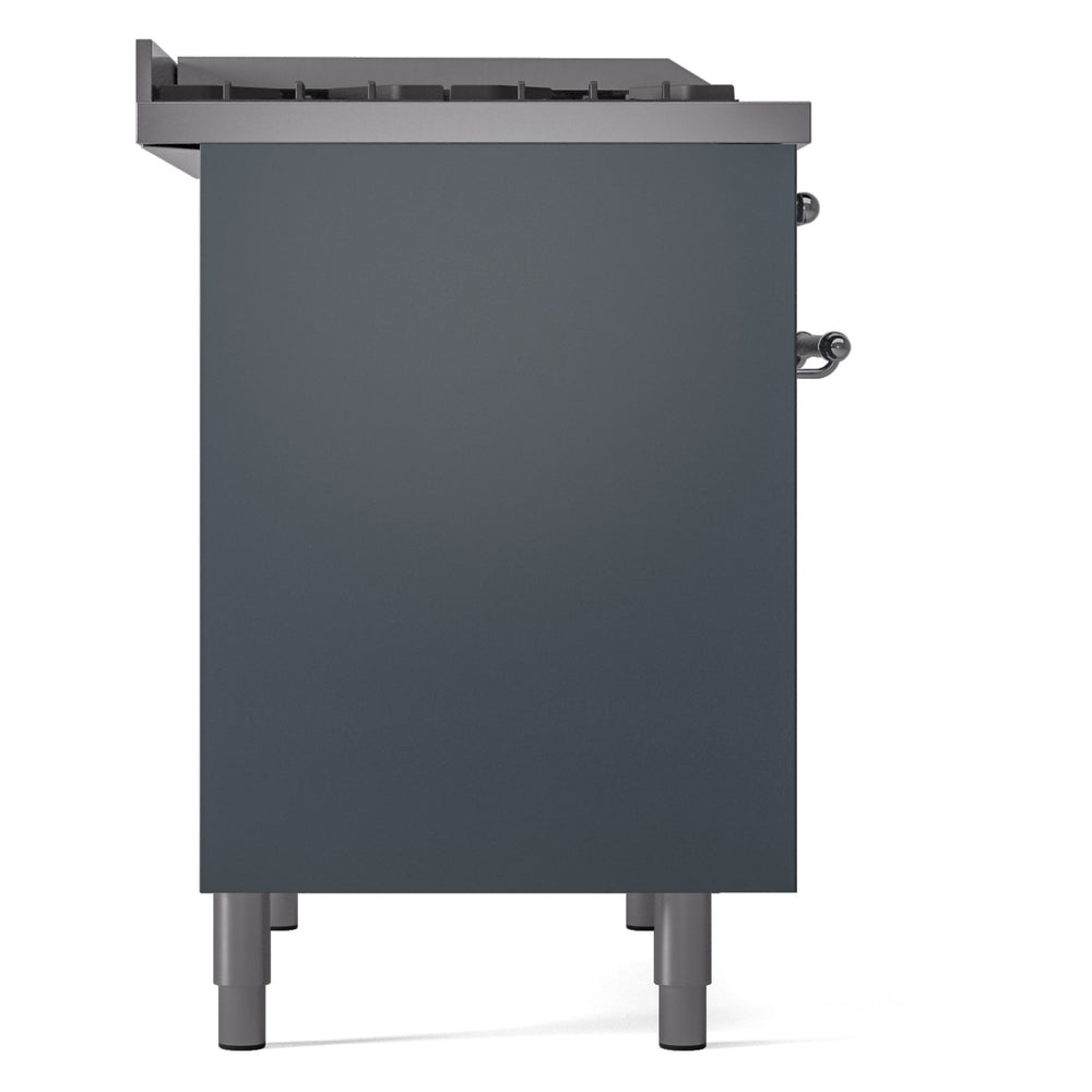 ILVE Nostalgie II 40-Inch Dual Fuel Freestanding Range in Blue Grey with Chrome Trim (UPD40FNMPBGCLP)