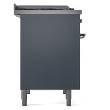 ILVE Nostalgie II 40-Inch Dual Fuel Freestanding Range in Blue Grey with Chrome Trim (UPD40FNMPBGCLP)