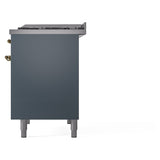 ILVE Nostalgie II 40-Inch Dual Fuel Freestanding Range in Blue Grey with Brass Trim (UPD40FNMPBGGLP)