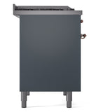 ILVE Nostalgie II 40-Inch Dual Fuel Freestanding Range in Blue Grey with Copper Trim (UPD40FNMPBGPLP)