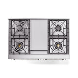 ILVE 40-Inch Nostalgie II Noblesse Propane Gas Dual Fuel Range with Triple Glass Door Oven in Antique White with Bronze Trim (UND40FNMPAWBLP)
