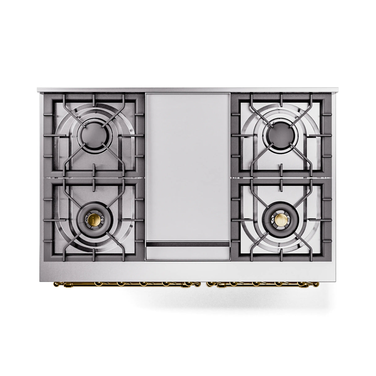 ILVE 40-Inch Nostalgie II Noblesse Propane Gas Dual Fuel Range with Triple Glass Door Oven in Antique White with Brass Trim (UND40FNMPAWGLP)