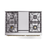 ILVE 40-Inch Nostalgie II Noblesse Propane Gas Dual Fuel Range with Triple Glass Door Oven in Antique White with Brass Trim (UND40FNMPAWGLP)