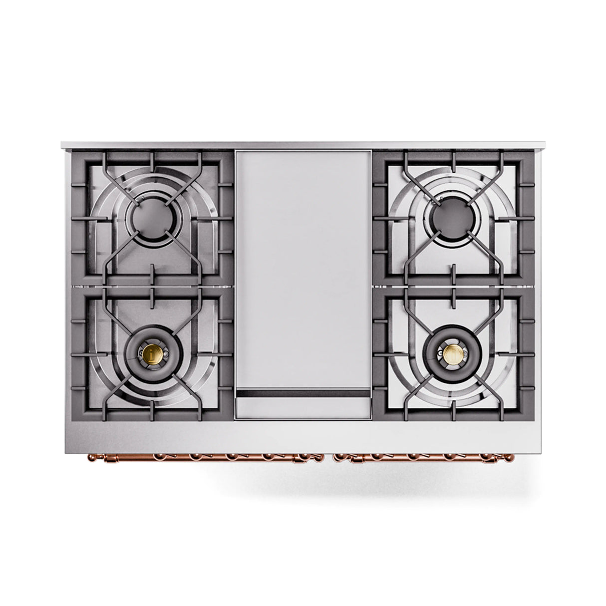 ILVE 40-Inch Nostalgie II Noblesse Propane Gas Dual Fuel Range with Triple Glass Door Oven in Antique White with Copper Trim (UND40FNMPAWPLP)
