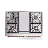 ILVE 40-Inch Nostalgie II Noblesse Propane Gas Dual Fuel Range with Triple Glass Door Oven in Antique White with Copper Trim (UND40FNMPAWPLP)