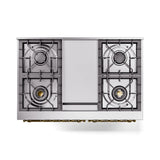 ILVE 40-Inch Nostalgie II Noblesse Propane Gas Dual Fuel Range with Triple Glass Door Oven in Glossy Black with Brass Trim (UND40FNMPBKGLP)