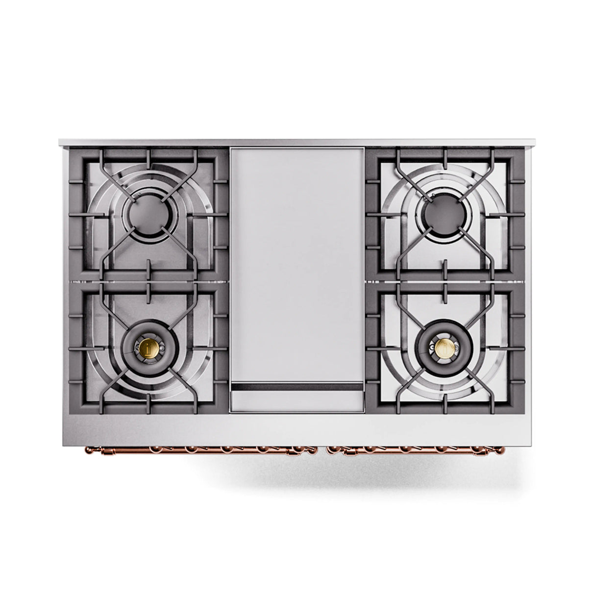 ILVE 40-Inch Nostalgie II Noblesse Propane Gas Dual Fuel Range with Triple Glass Door Oven in Glossy Black with Copper Trim (UND40FNMPBKPLP)