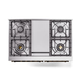ILVE 40-Inch Nostalgie II Noblesse Propane Gas Dual Fuel Range with Triple Glass Door Oven in Burgundy with Bronze Trim (UND40FNMPBUBLP)