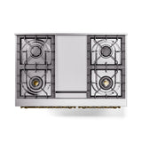 ILVE 40-Inch Nostalgie II Noblesse Natural Gas Dual Fuel Range with Triple Glass Door Oven in Burgundy with Brass Trim (UND40FNMPBUG)