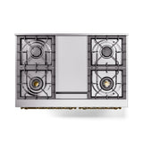 ILVE 40-Inch Nostalgie II Noblesse Propane Gas Dual Fuel Range with Triple Glass Door Oven in Emerald Green with Brass Trim (UND40FNMPEGGLP)