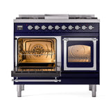 ILVE 40-Inch Nostalgie II Noblesse Propane Gas Dual Fuel Range with Triple Glass Door Oven in Midnight Blue with Chrome Trim (UND40FNMPMBCLP)