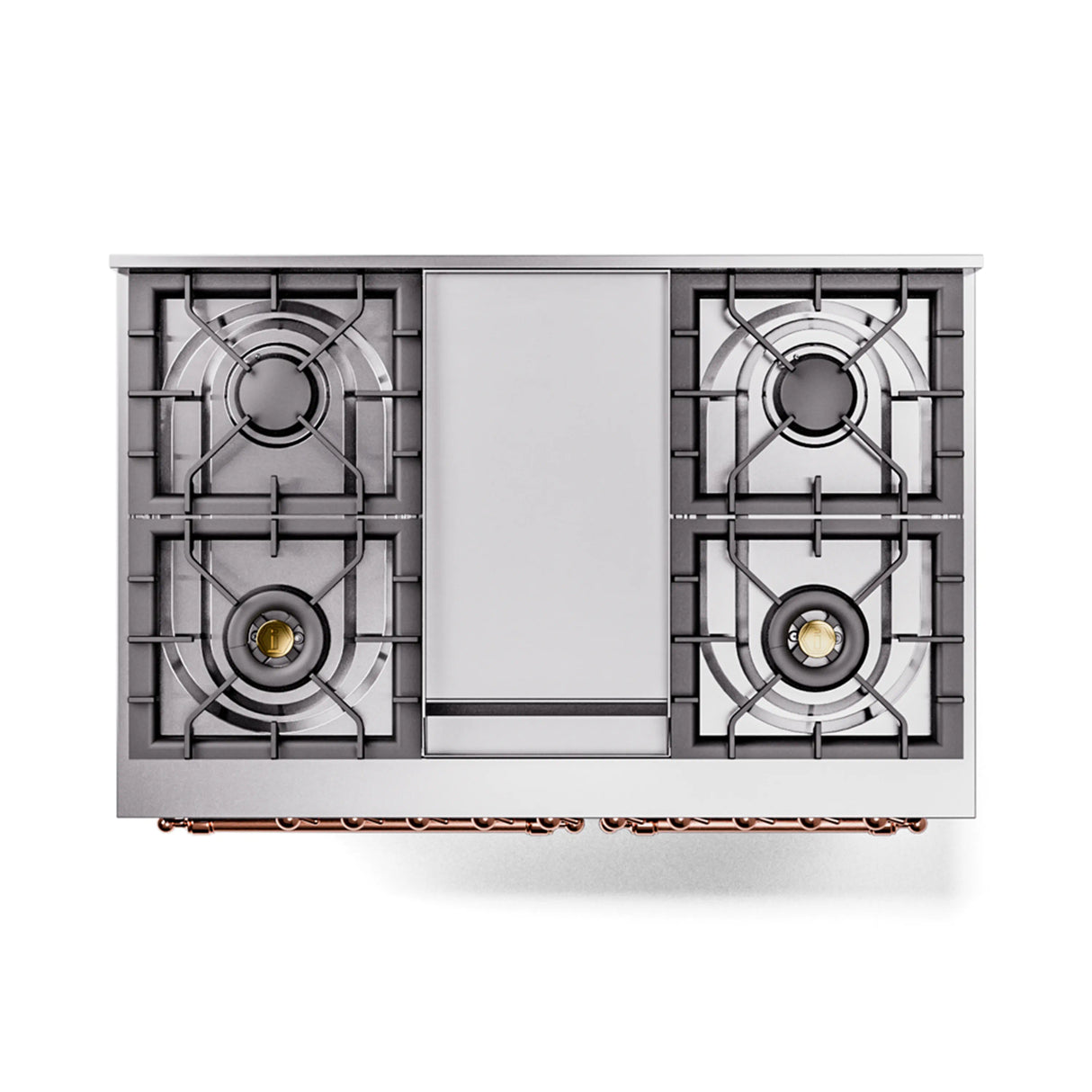 ILVE 40-Inch Nostalgie II Noblesse Natural Gas Dual Fuel Range with Triple Glass Door Oven in Matte Graphite with Copper Trim (UND40FNMPMGP)