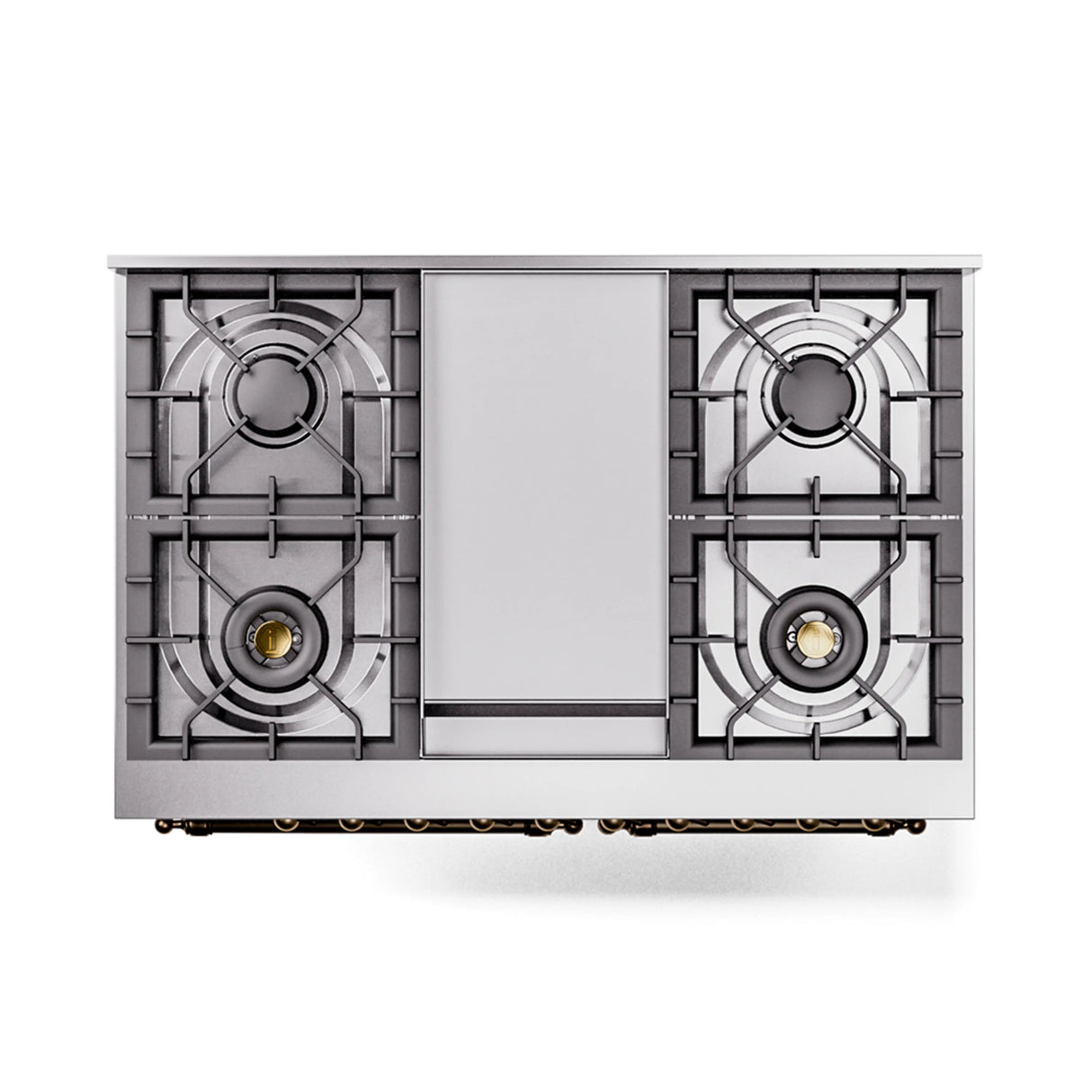 ILVE 40-Inch Nostalgie II Noblesse Propane Gas Dual Fuel Range with Triple Glass Door Oven in Stainless Steel with Bronze Trim (UND40FNMPSSBLP)