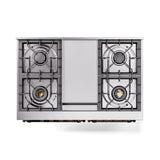 ILVE 40-Inch Nostalgie II Noblesse Propane Gas Dual Fuel Range with Triple Glass Door Oven in Stainless Steel with Bronze Trim (UND40FNMPSSBLP)