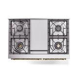 ILVE 40-Inch Nostalgie II Noblesse Propane Gas Dual Fuel Range with Triple Glass Door Oven in Stainless Steel with Brass Trim (UND40FNMPSSGLP)