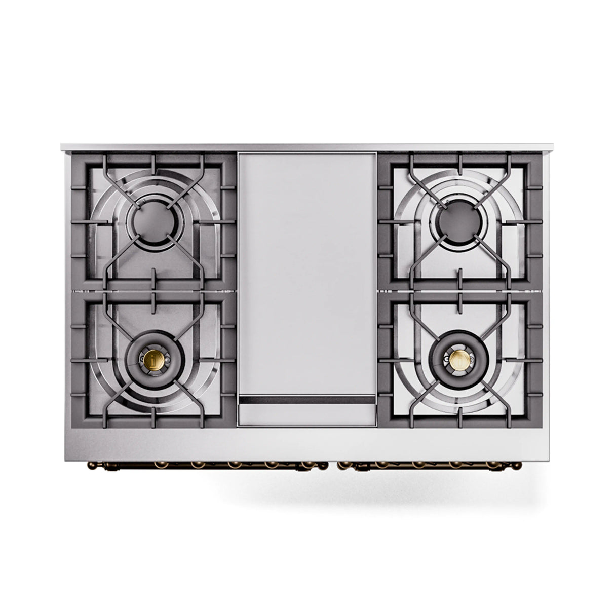 ILVE 40-Inch Nostalgie II Noblesse Natural Gas Dual Fuel Range with Triple Glass Door Oven in White with Bronze Trim (UND40FNMPWHB)
