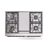 ILVE 40-Inch Nostalgie II Noblesse Natural Gas Dual Fuel Range with Triple Glass Door Oven in White with Bronze Trim (UND40FNMPWHB)