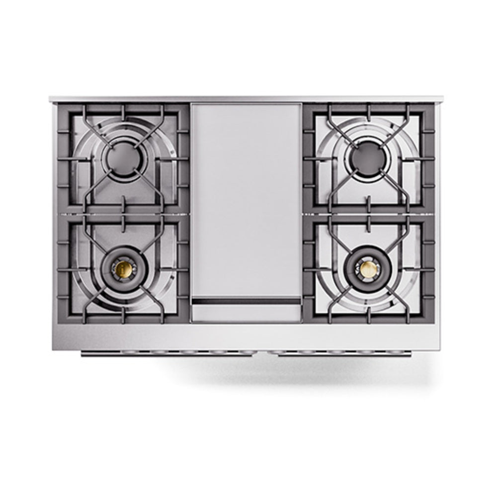 ILVE 40-inch Professional Plus II Propane Gas Dual Fuel Range with Solid Door Oven in Blue Grey (UPD40FQMPBGLP)